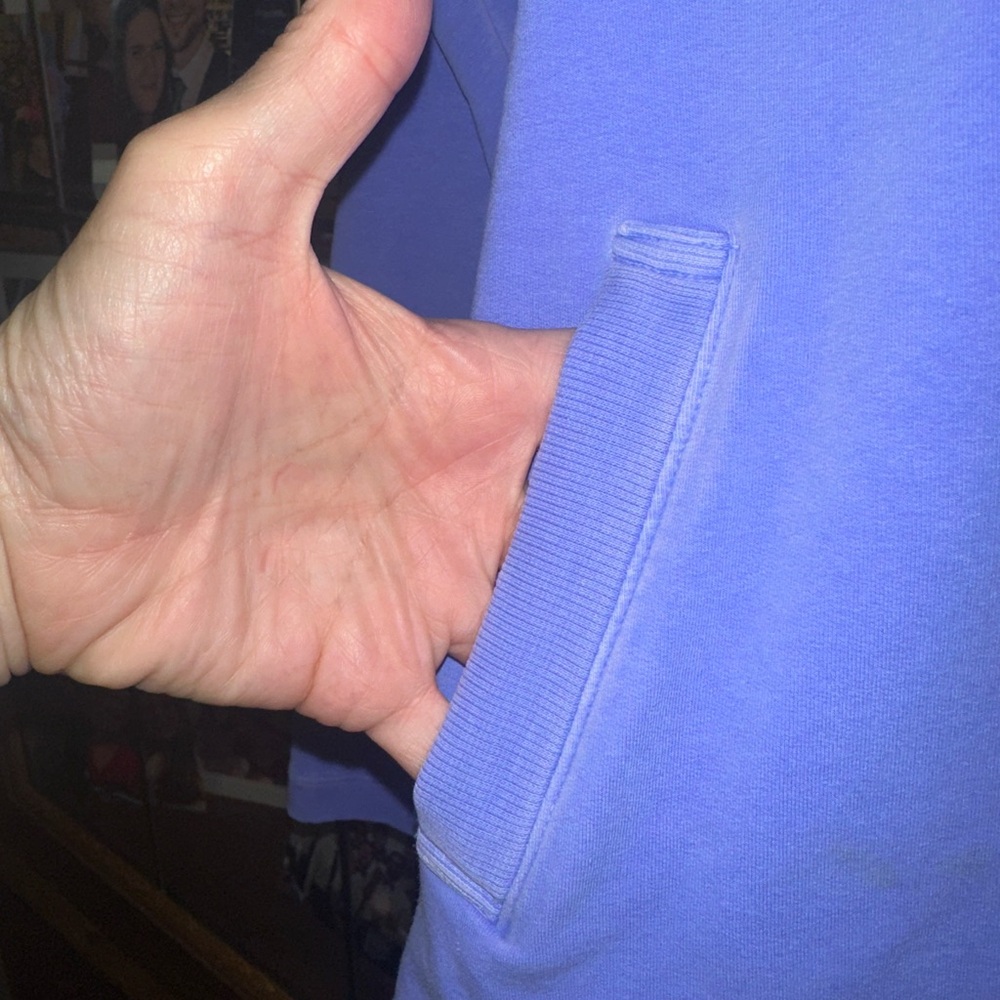 XL/XXL Stretchy Fresh Produce Blue Distressed Sweatshirt. Runs small ! - Picture 13 of 15
